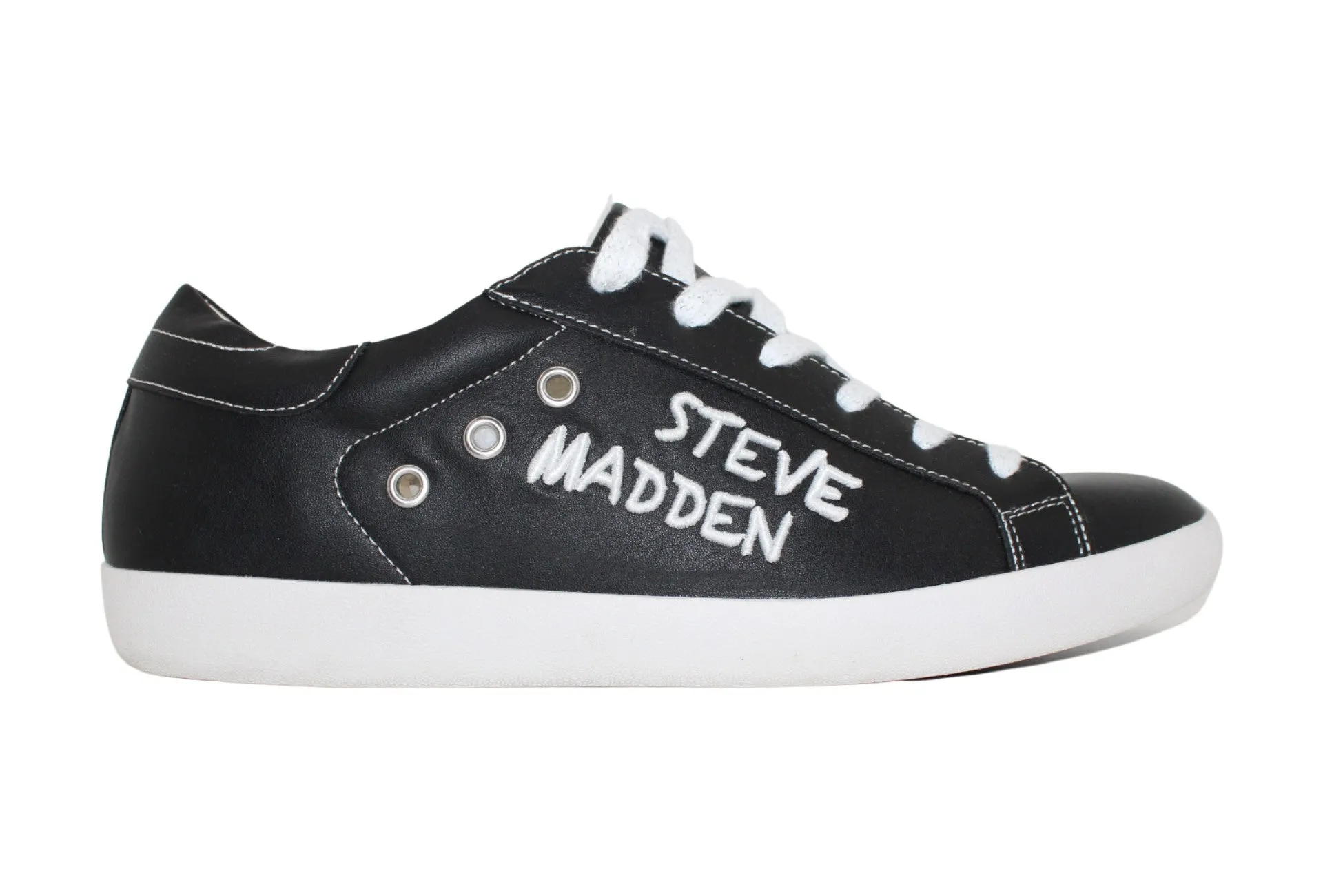 Steve Madden Women's Haven Black Leather Fashion Sneakers Size 9 Pair of Shoes