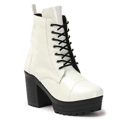 STRASSE PARIS Amazing Design Women Ankle Length Patent Leather Boots