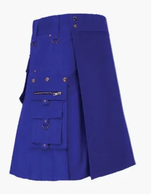 Stylish pockets paired with a blue utility kilt