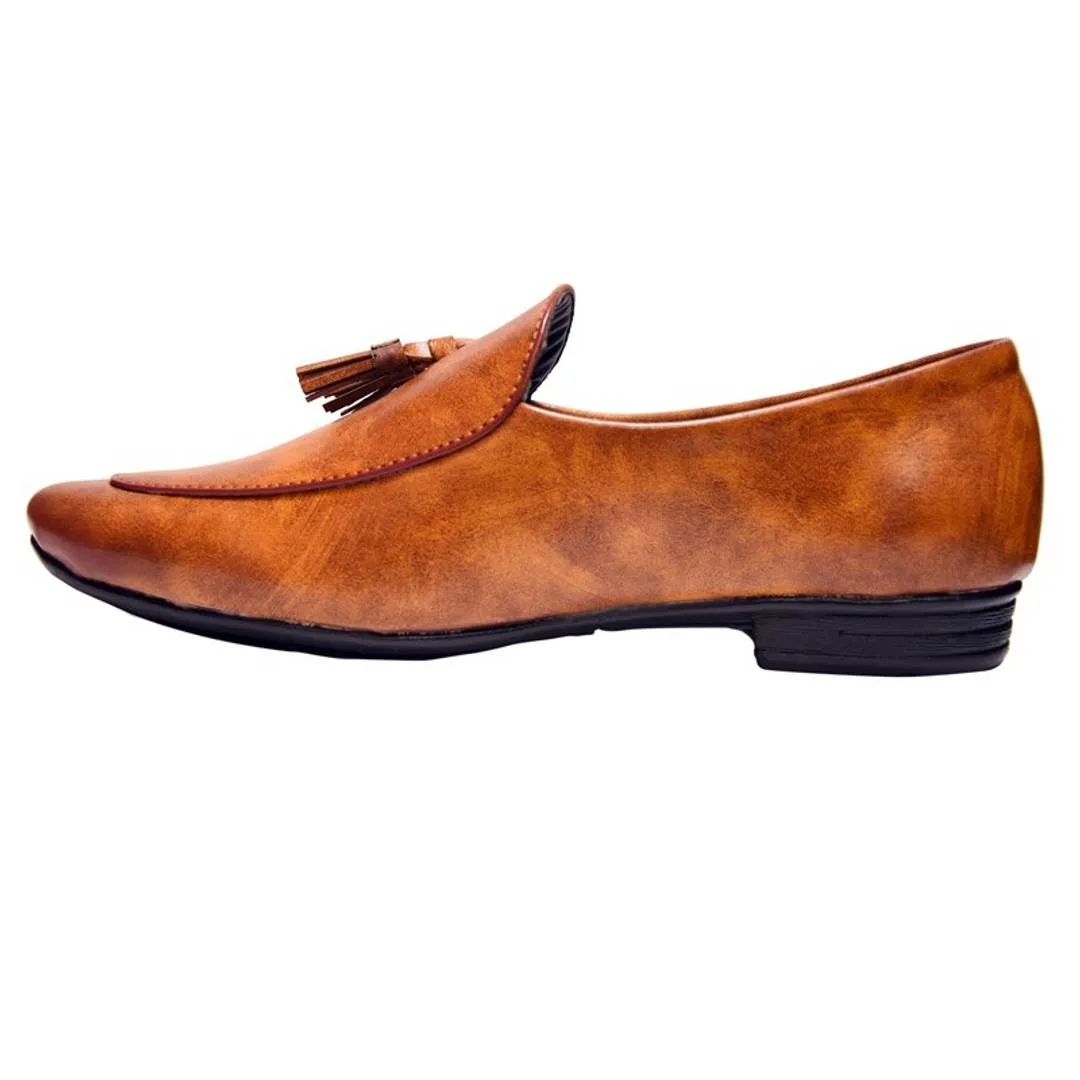 Tan Synthetic Leather Loafer Shoe For Men