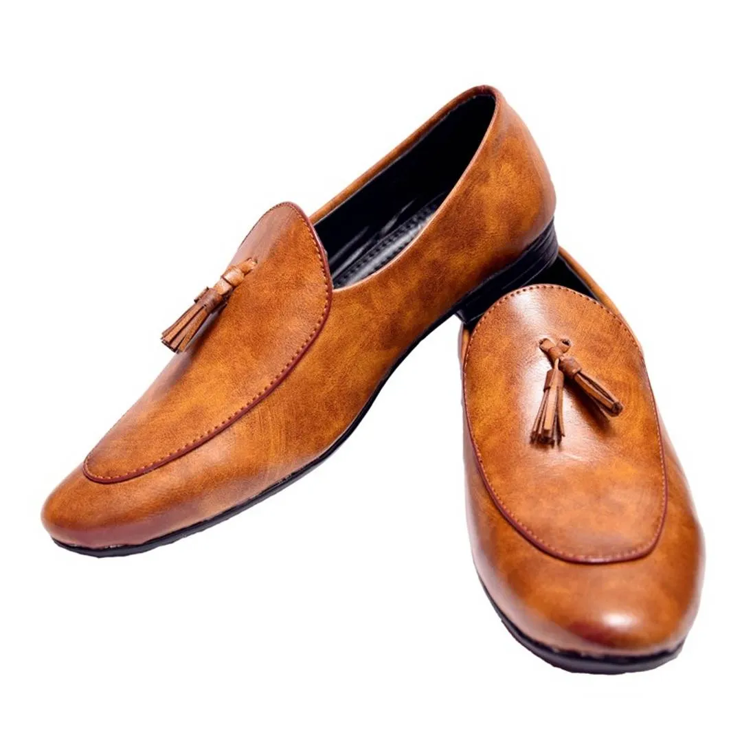 Tan Synthetic Leather Loafer Shoe For Men