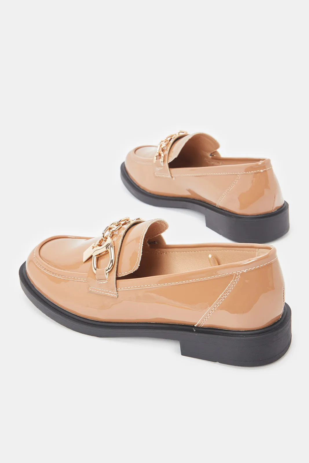 Women Beige Patent Loafer