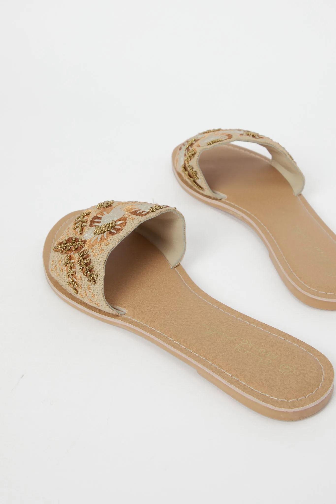 Women Brown Embroidered Mule