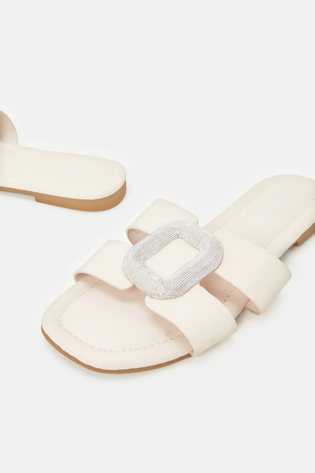 Women Ivory Buckle Mule