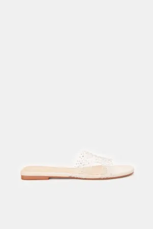 Women Ivory Embellished Mules