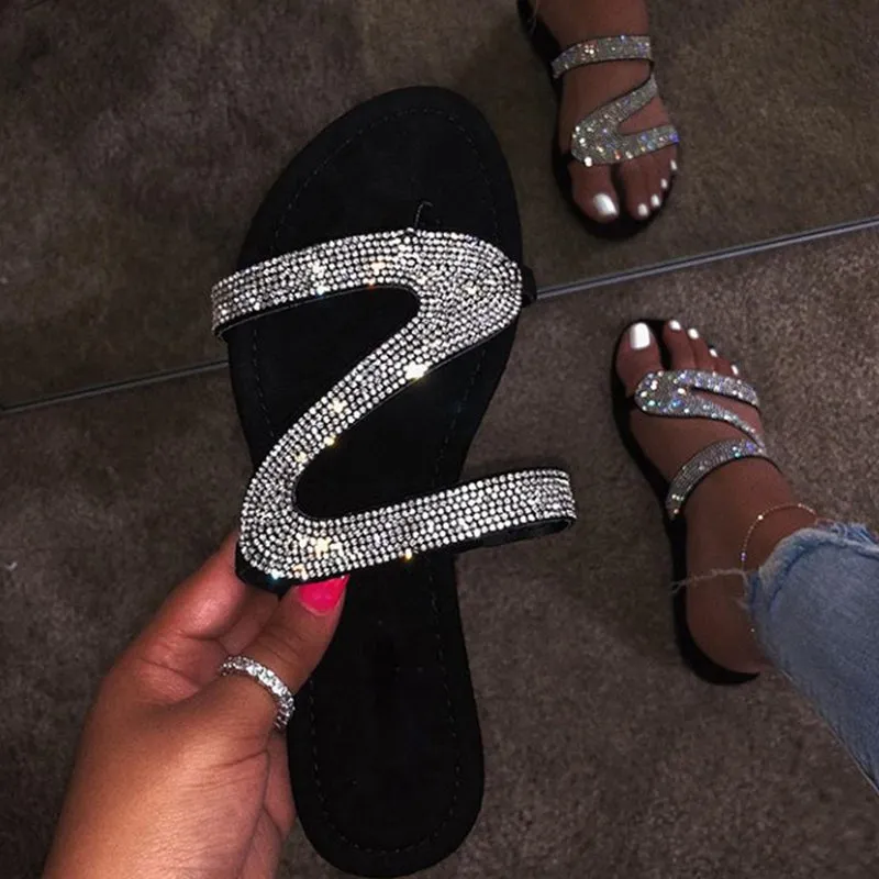 Women Summer Crystal Bling Slippers