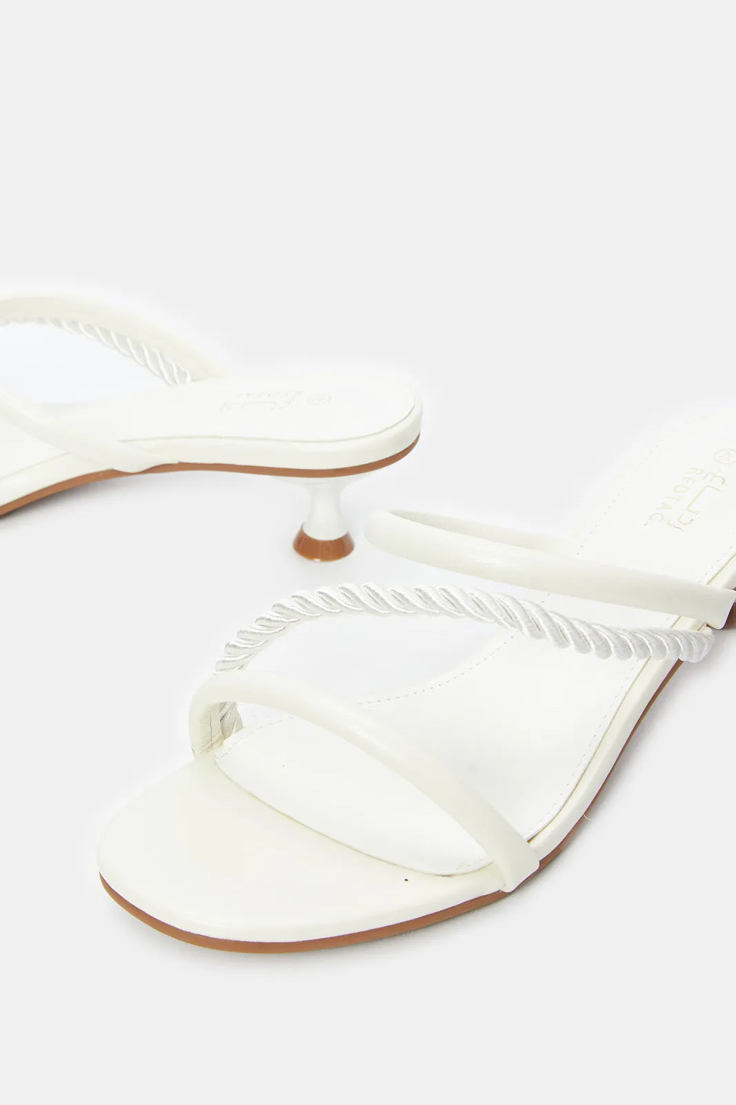 Women White Rope Trim Sandal