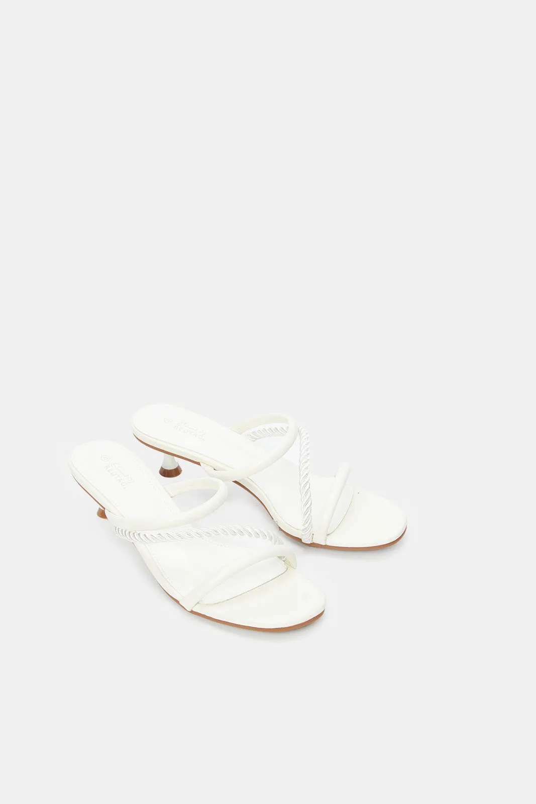 Women White Rope Trim Sandal