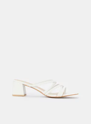 Women White Strappy Textured Mule